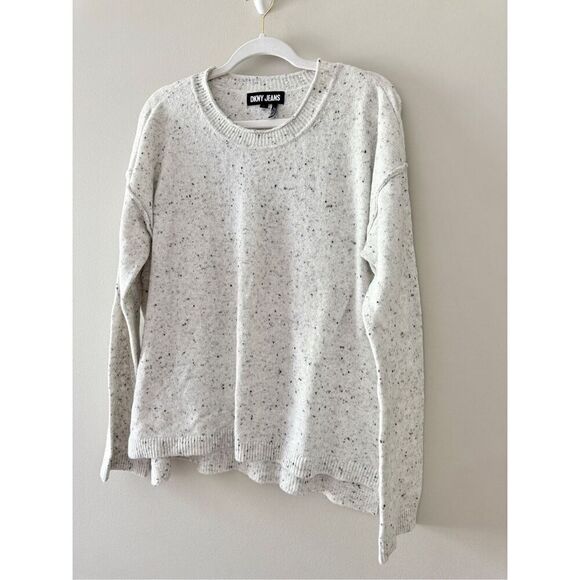 DKNY Sweater Size Large Crewneck Pullover White Speckled Long Sleeve - Picture 7 of 10